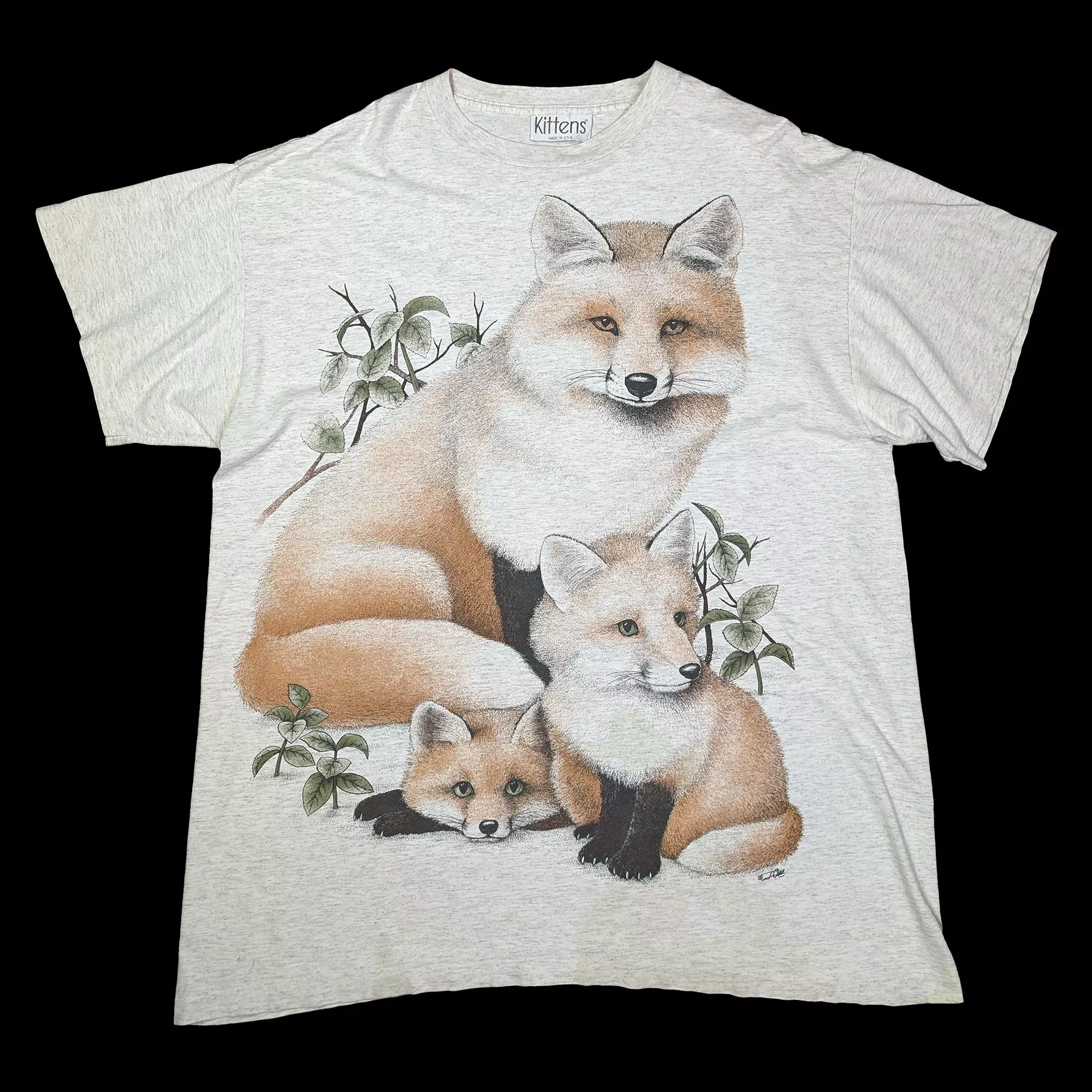 Vintage 90s 美製 狐狸家族 Oversize 短袖T恤