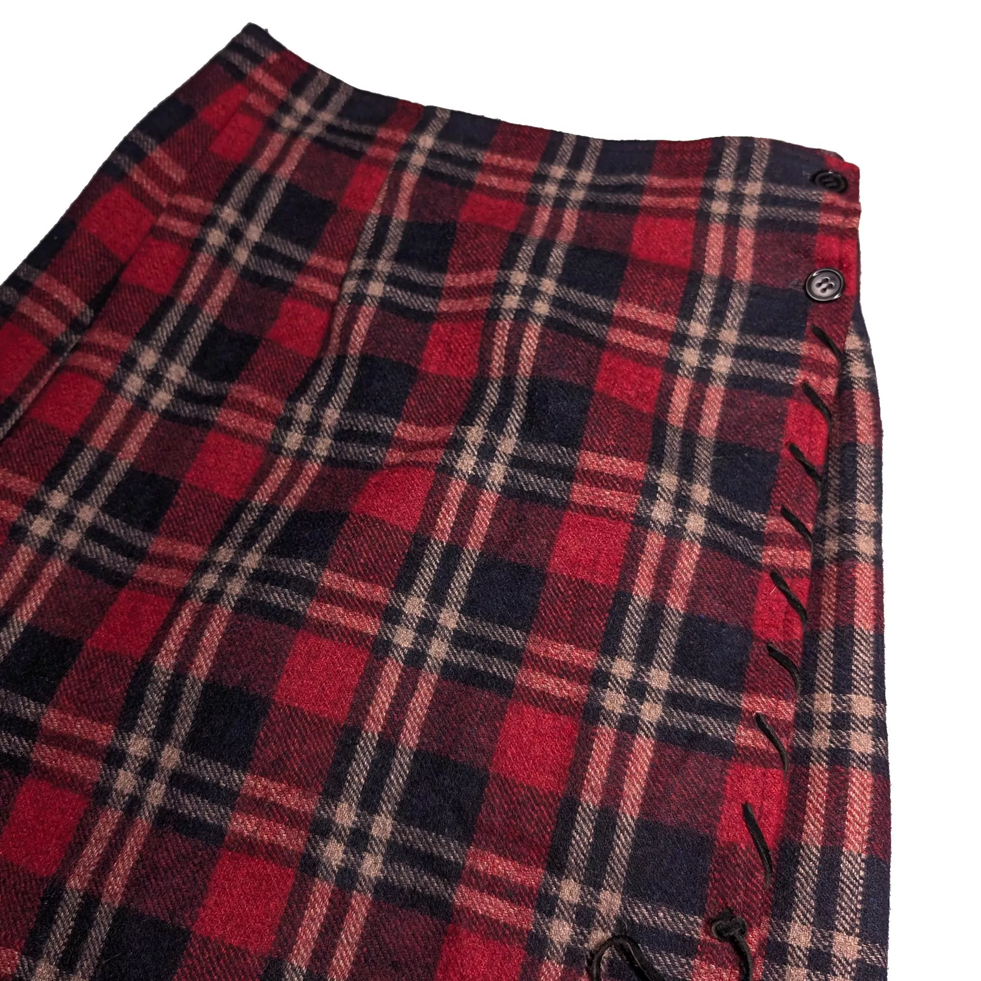 90s 紅色蘇格蘭長裙