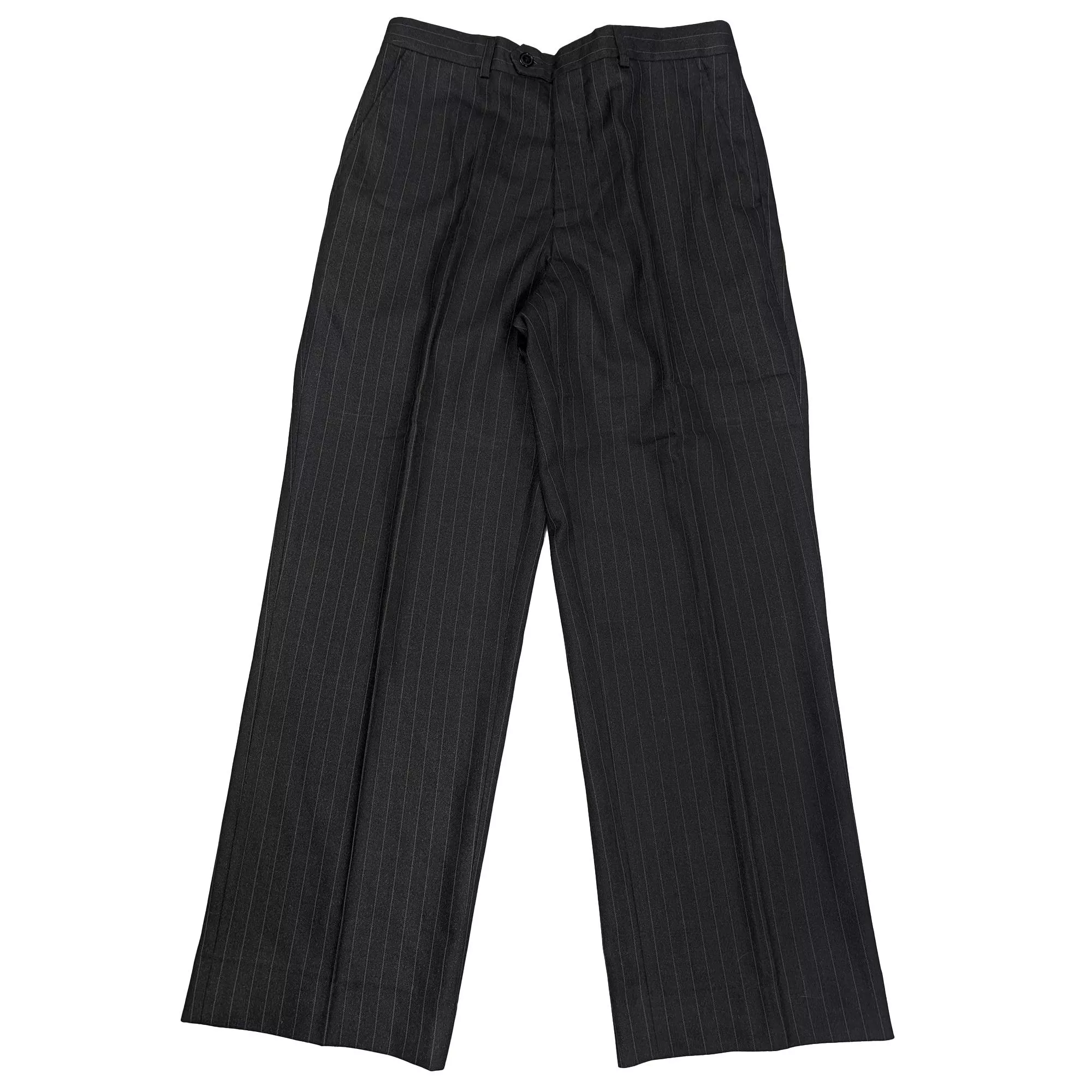 Vintage Paul Smith Pinstripe Wool Trousers 深灰條紋羊毛西裝寬褲 31吋