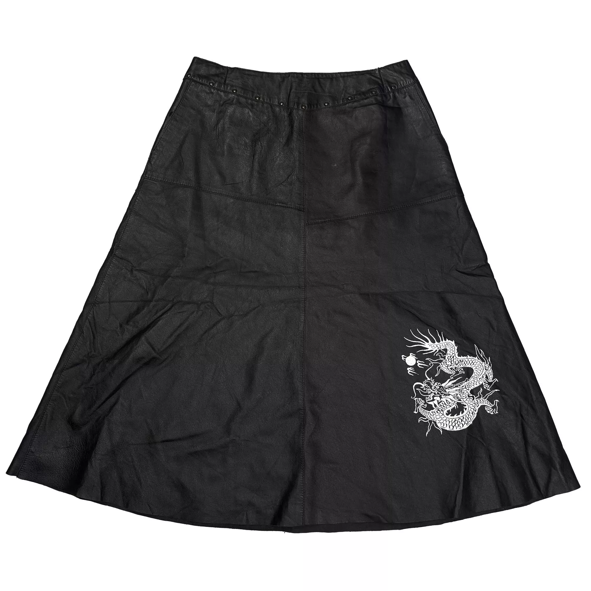 Dragon Print Leather Midi Skirt龍印花真皮長裙 30吋