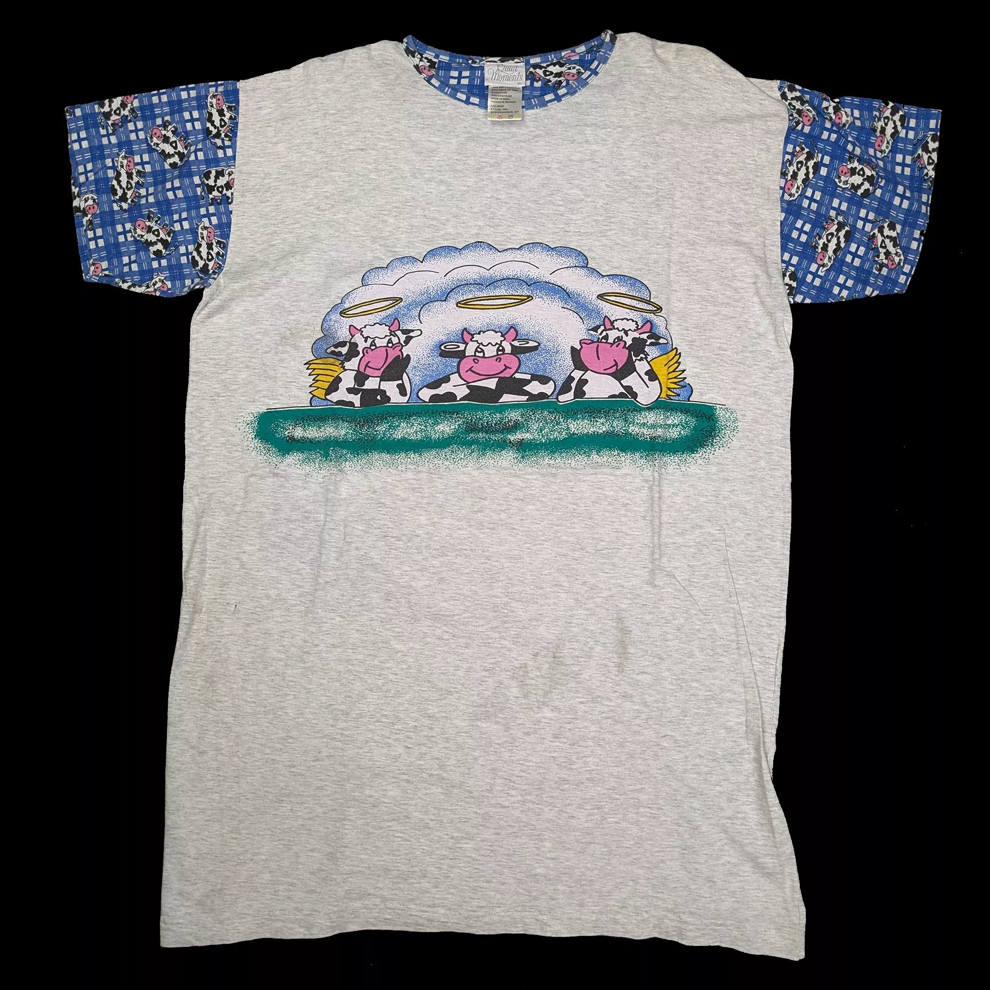 Vintage 90s Angel Cows Ocersize Tee可愛乳牛天使 女生Oversize長版T恤