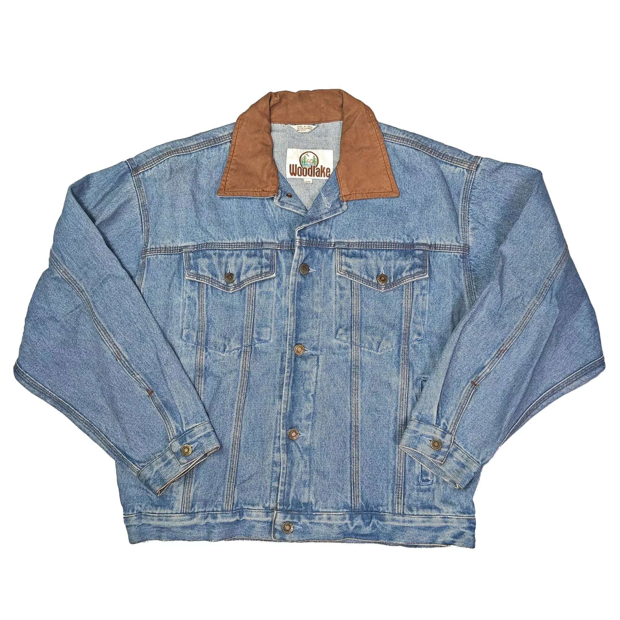 90s Woodlake Denim Jacket with Leather Collar 皮領牛仔外套