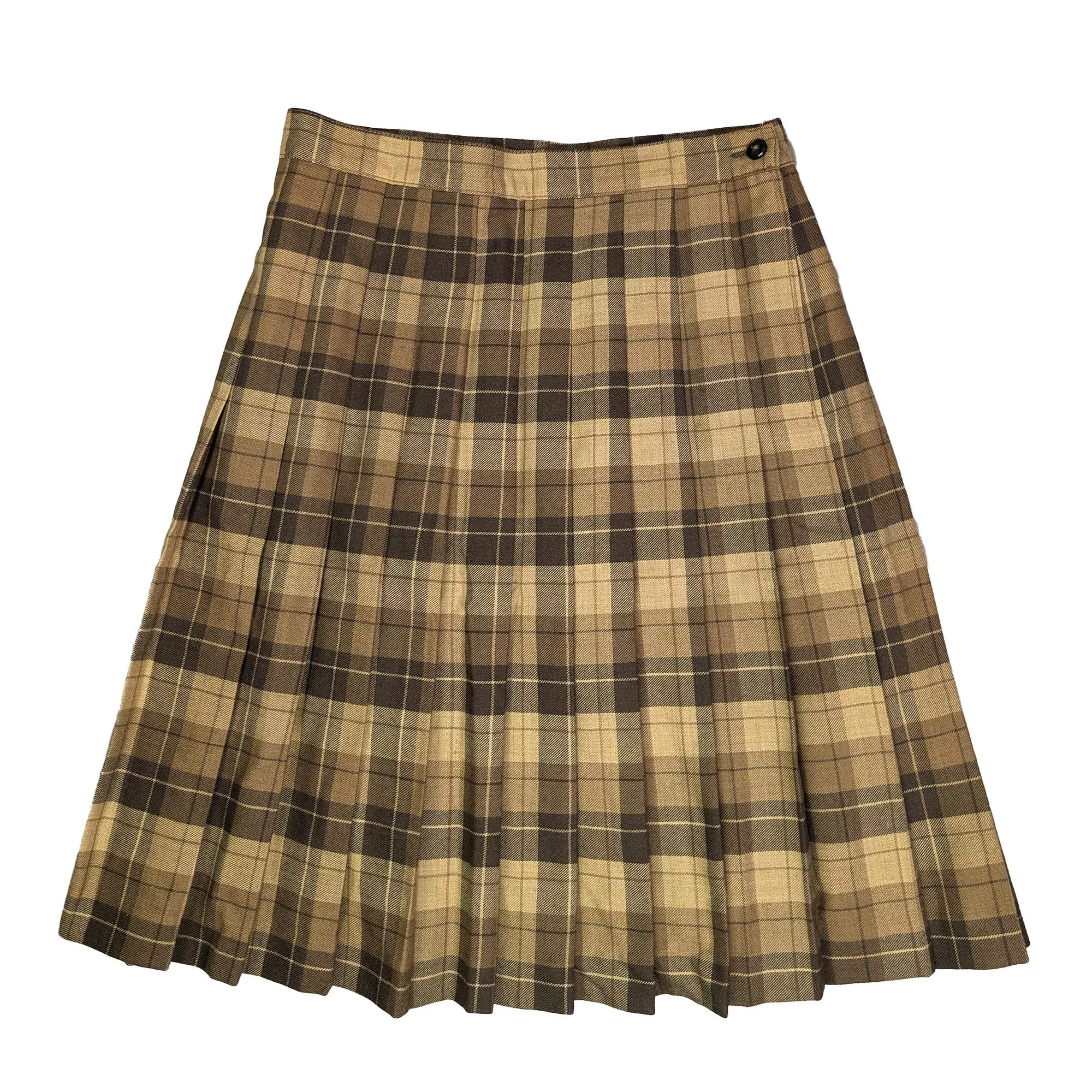 Vintage Sonia Rykiel Plaid Pleated Skirt 義大利製大地色系格紋百褶裙