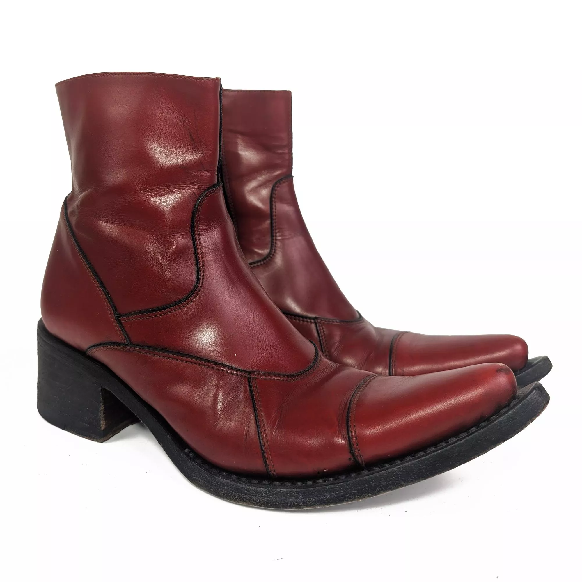 Vintage Gianni Barbato Red Leather Ankle Boots 義大利紅色女短靴