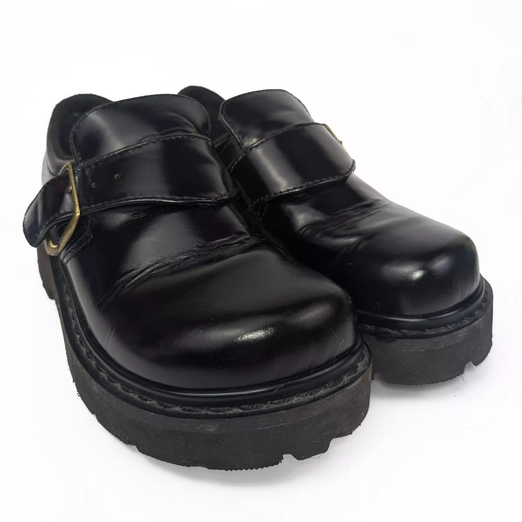 00s Vintage Chunky Sole Monk Strap Leather Shoes 女厚底綁帶皮鞋