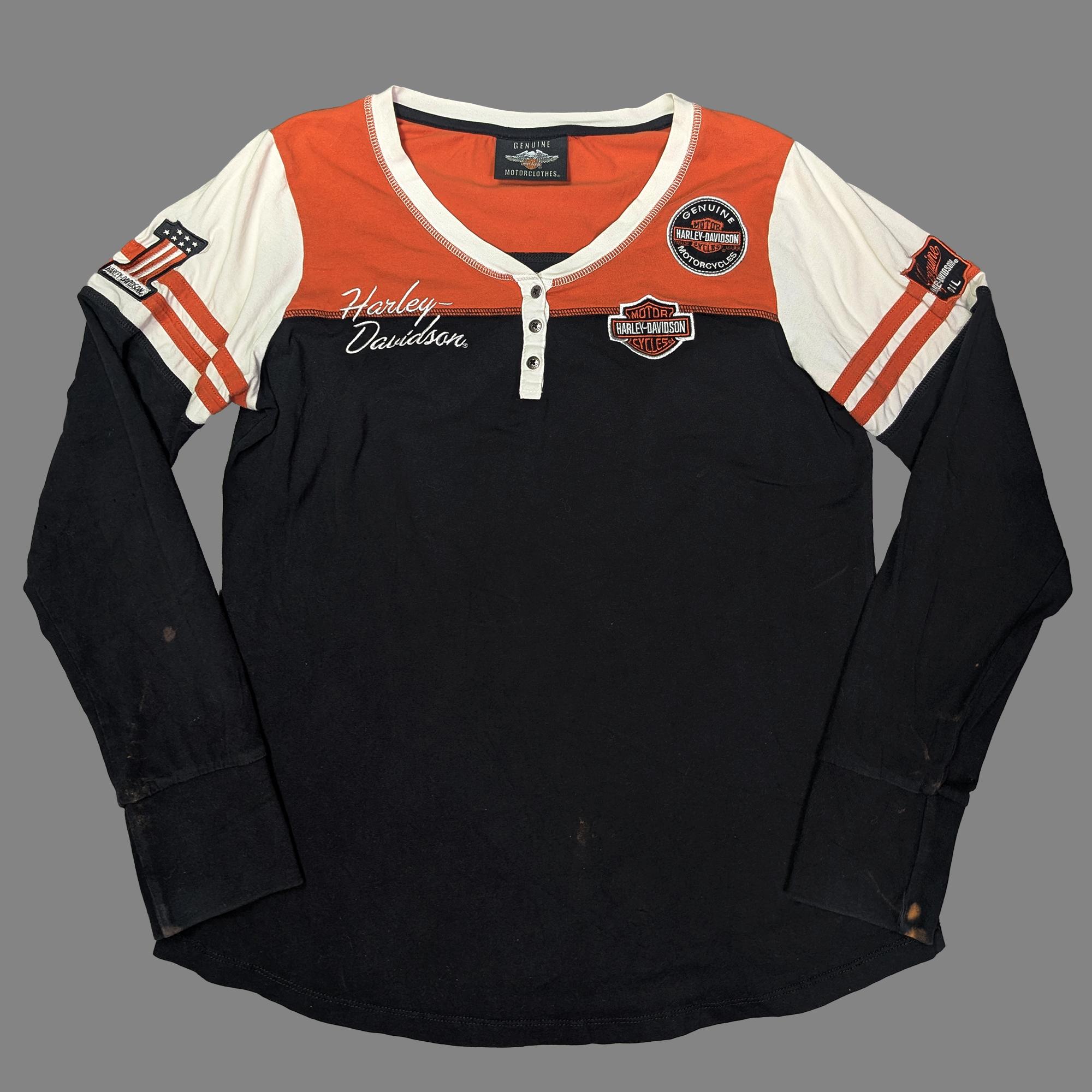 Vintage Harley-Davidson 哈雷亨利領長袖 T 恤