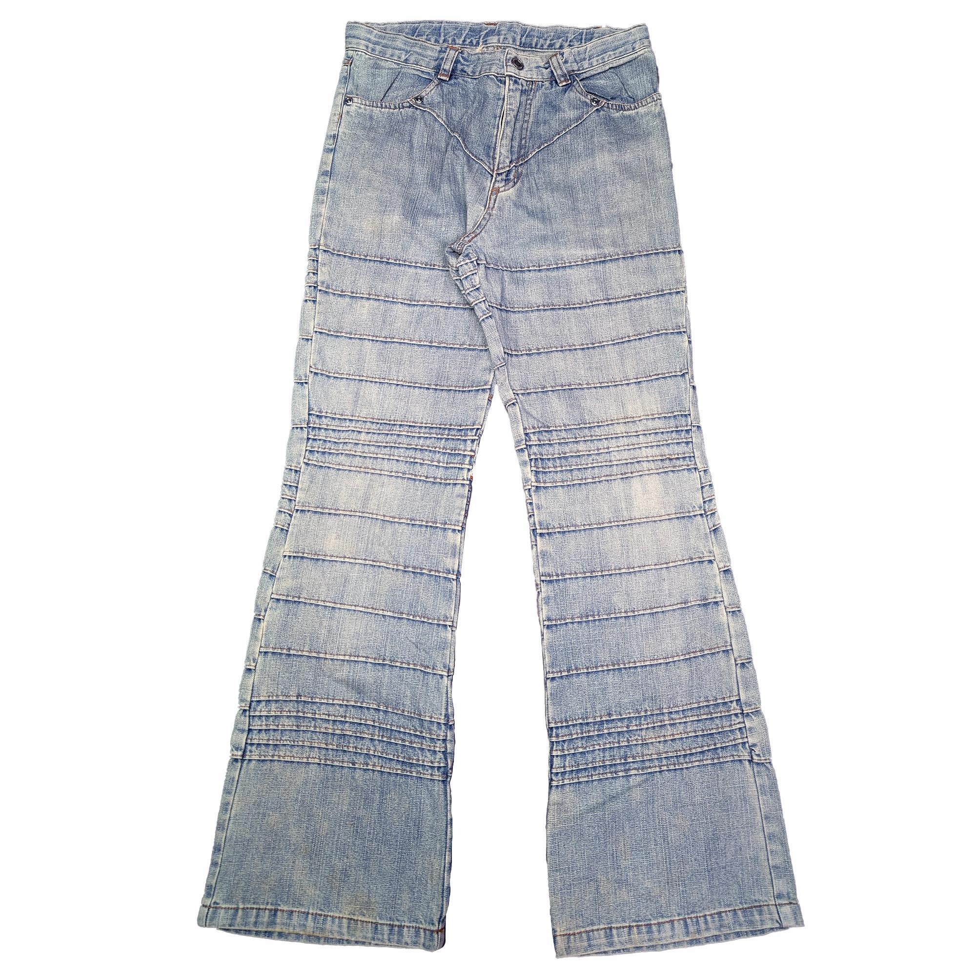 90s Patchwork Flare Jeans 淺藍色拼接牛仔喇叭褲 27吋