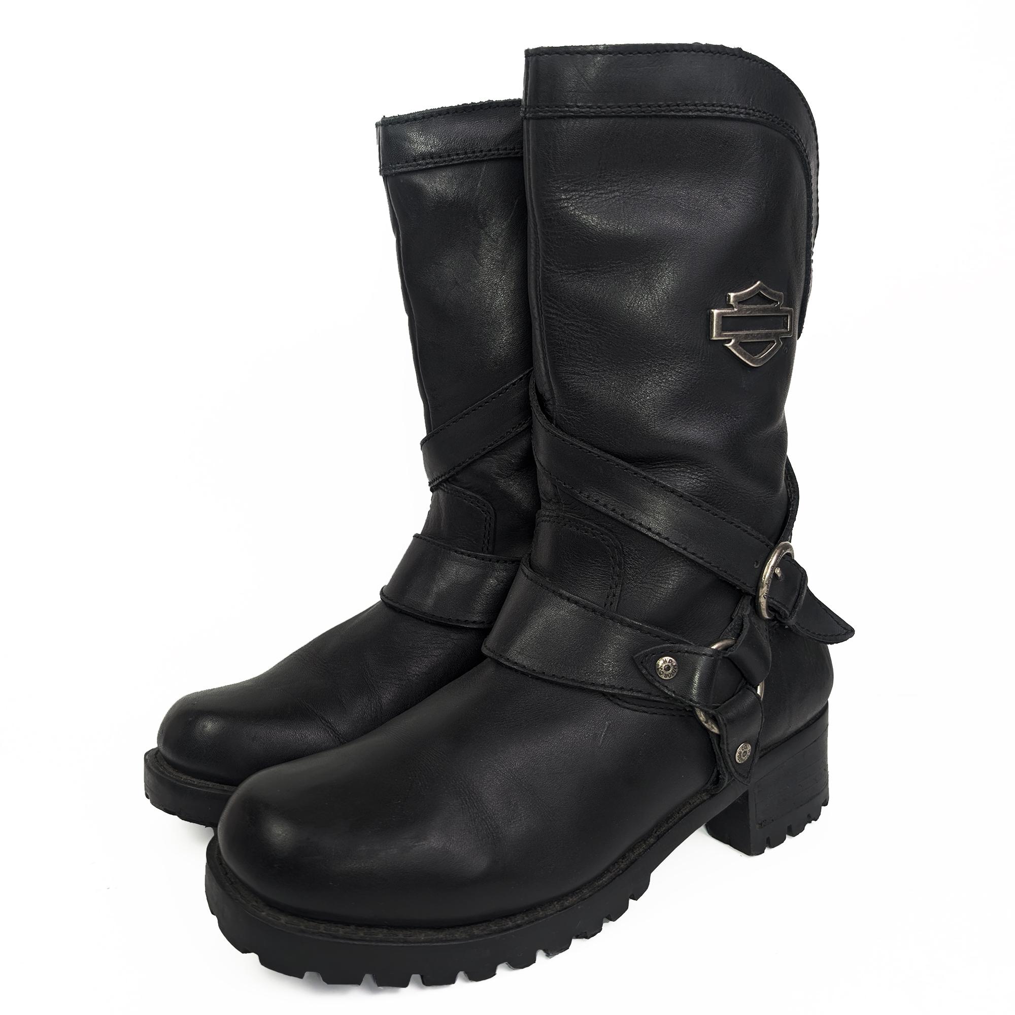 Harley-Davidson Women Black Leather Biker Boots 哈雷女機車靴