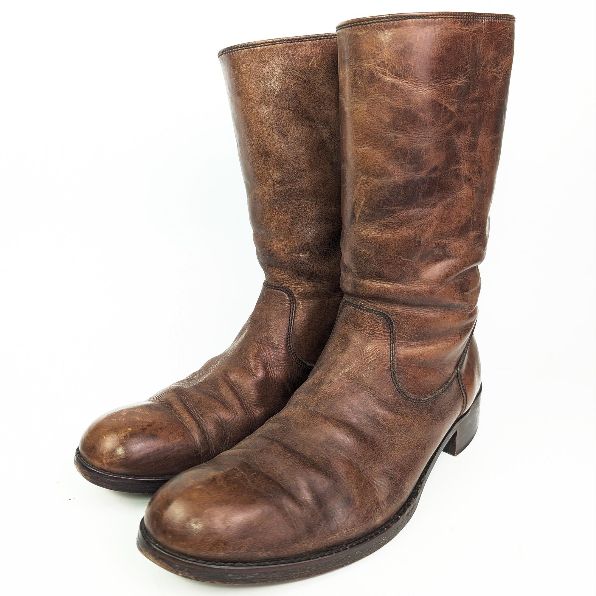 日本製 咖啡色皮長靴 Brown Leather Boots
