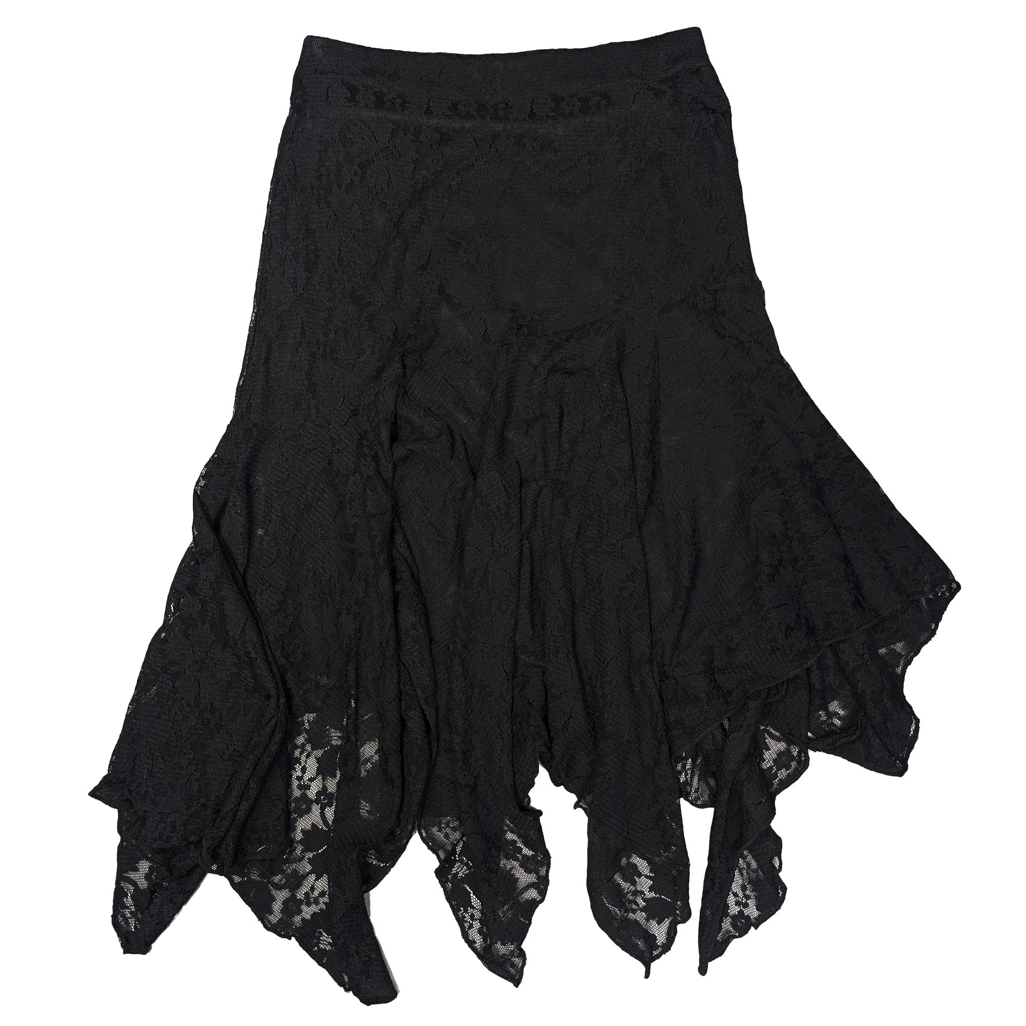 00s Y2K Black Lace Fairy Grunge Witch Skirt 黑色蕾絲裙