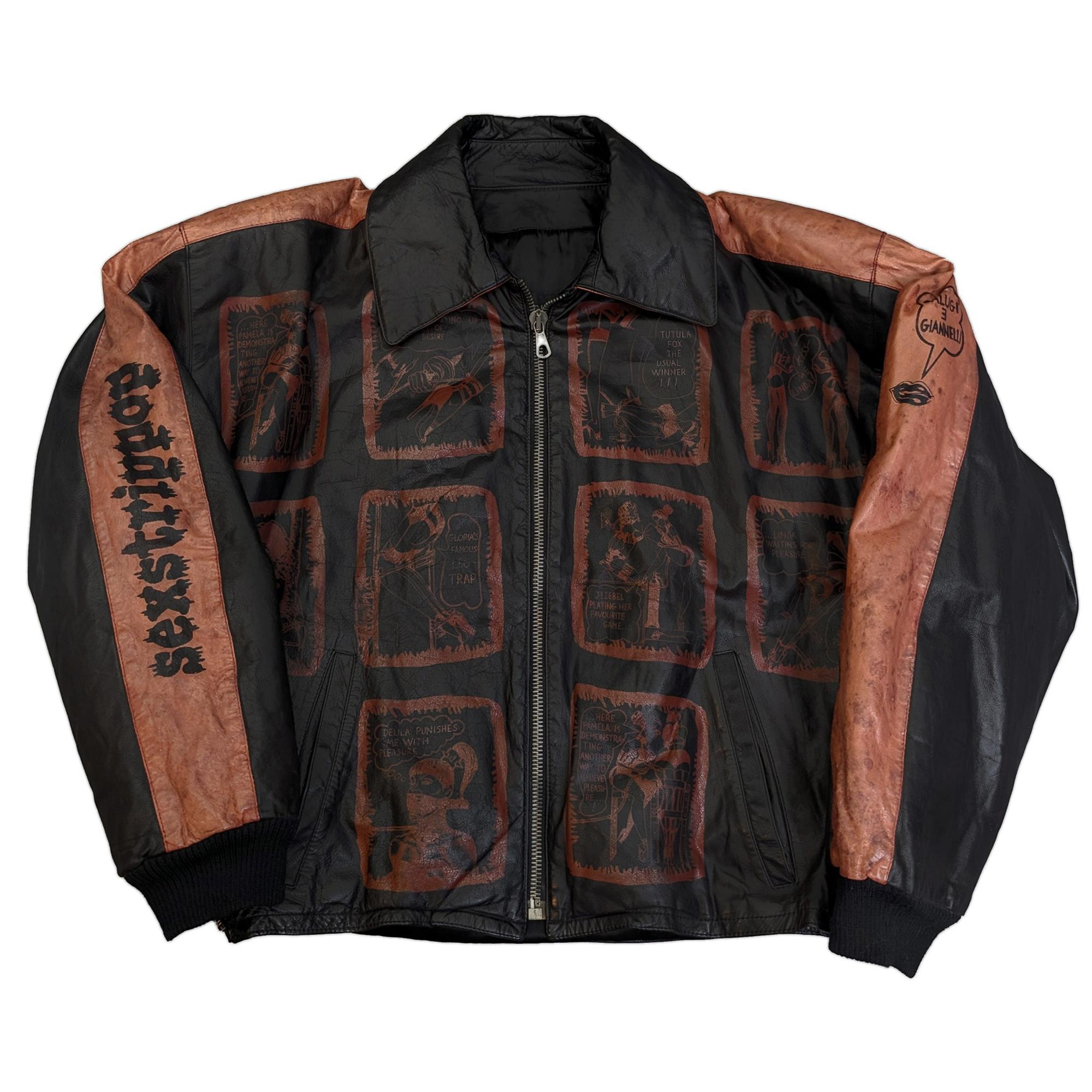 Calugi E Giannelli BDSM Graphic Leather Bomber Jacket 真皮飛行外套