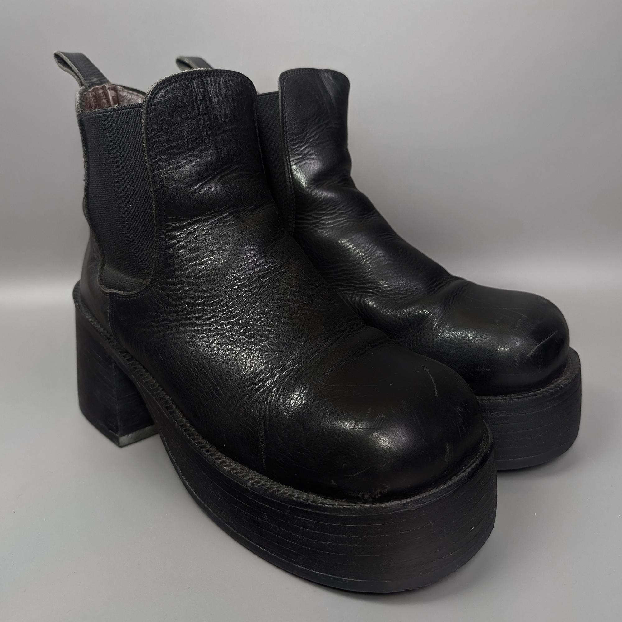 90s Vintage Leather Chunky Platform Boots 西班牙小眾品牌厚底短靴