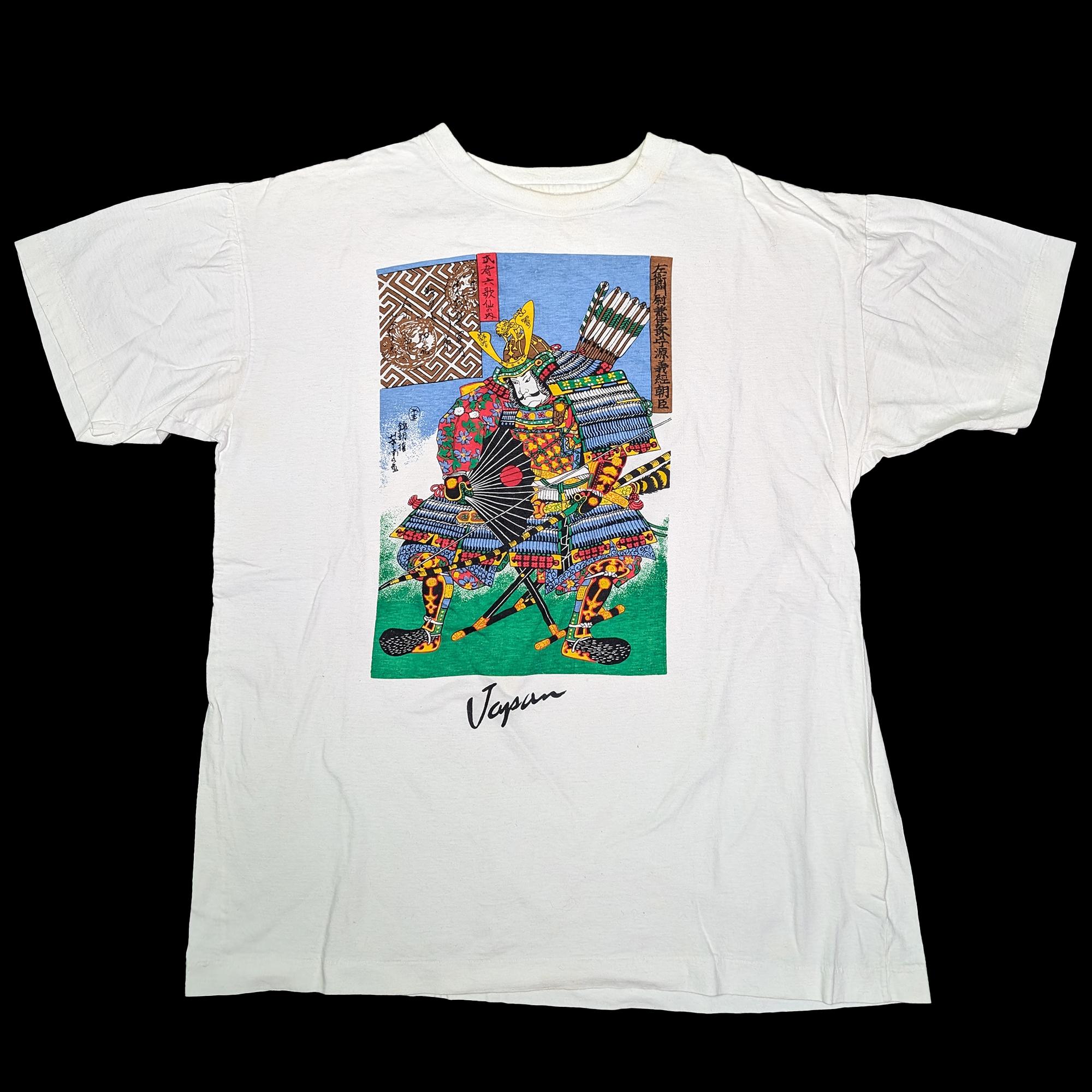 90s Vintage Japan Samurai Souvenir 日本浮世繪武士源義經紀念品T-Shirt