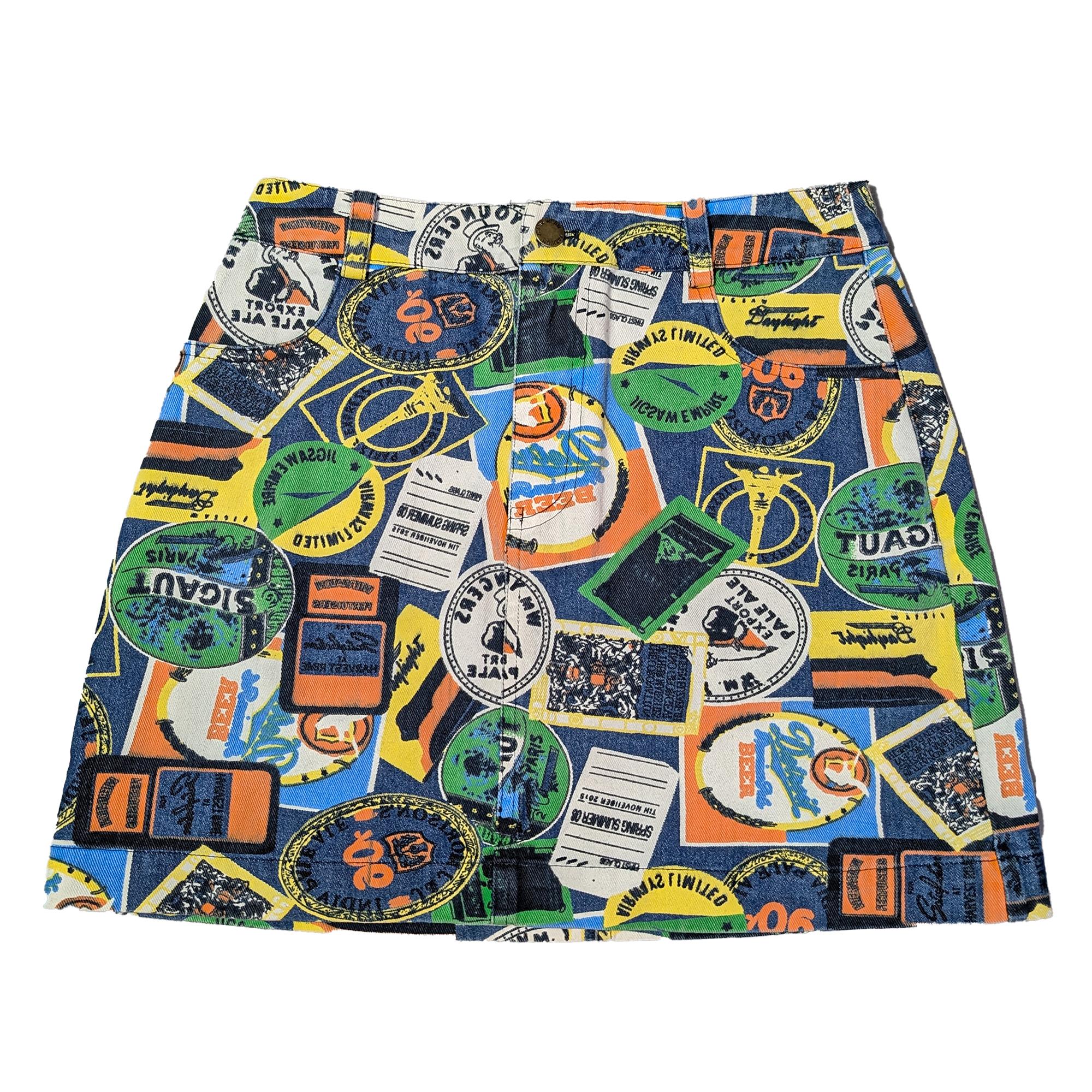 Retro Graphics Denim Short Skirt 復古滿版插畫牛仔短裙
