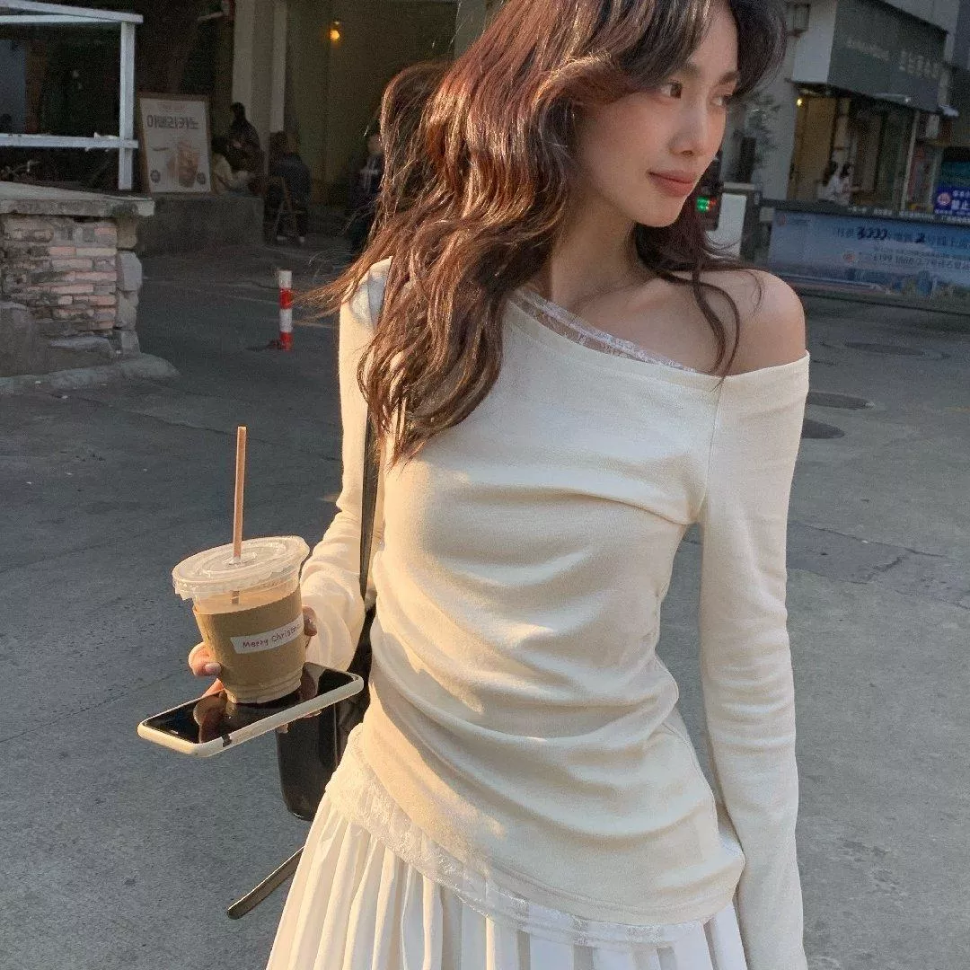 【氣質性感】春日氛圍感斜肩上衣