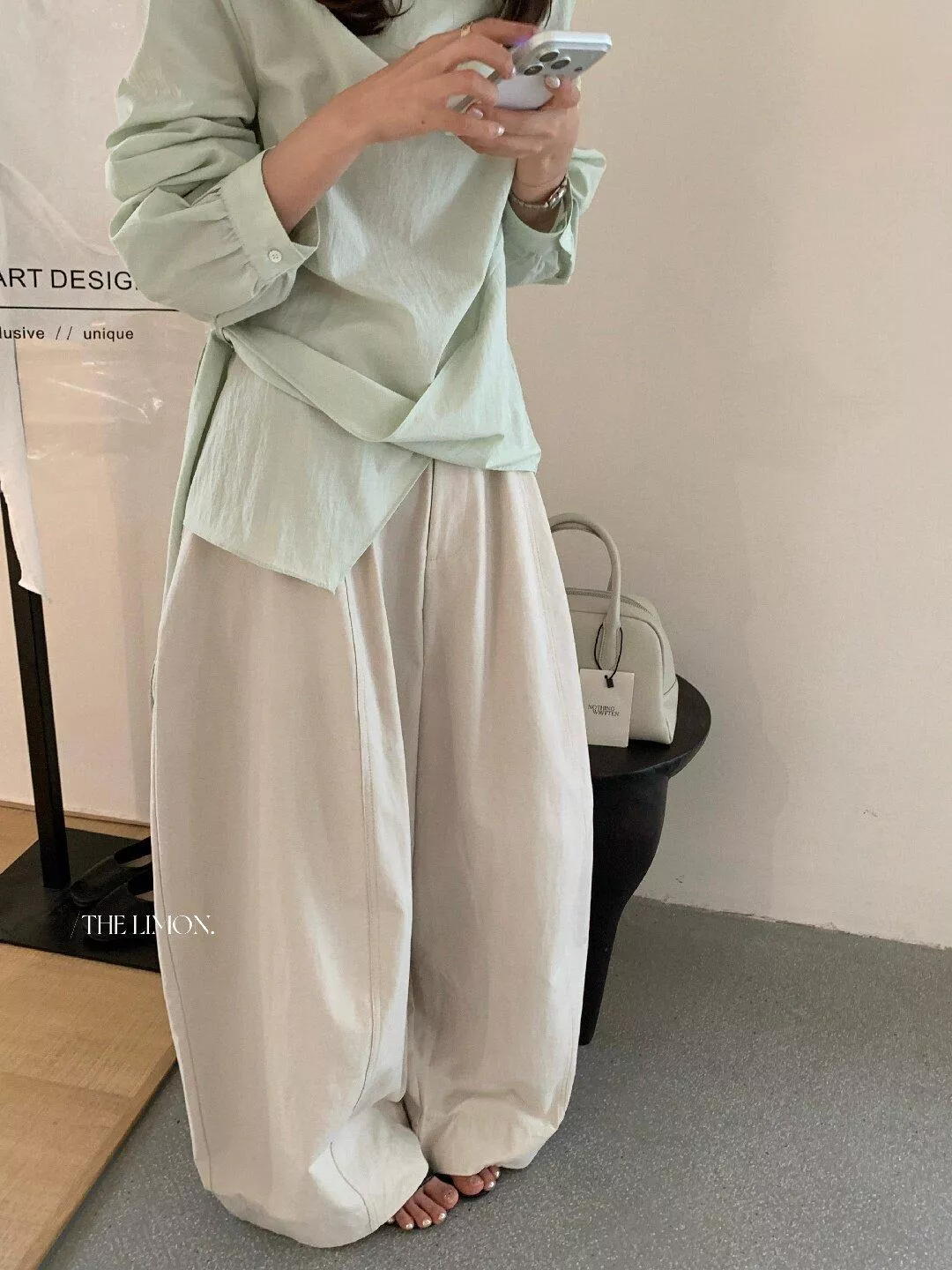 【顯瘦神褲】鬆弛感高腰顯瘦闊腿褲