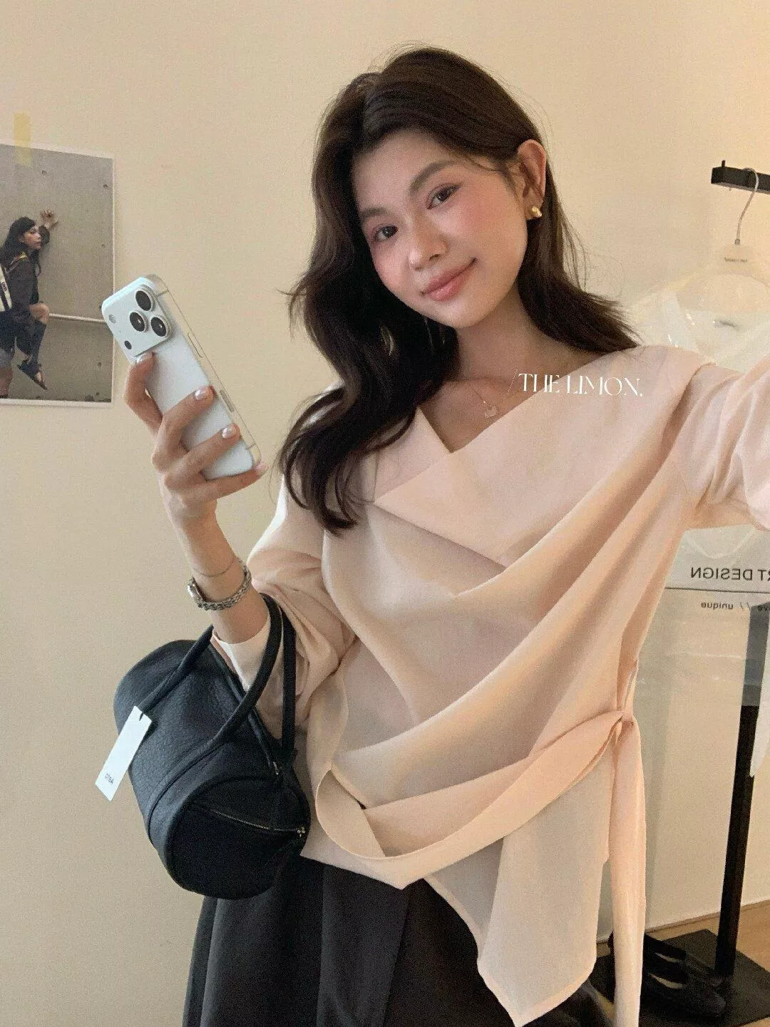 【名媛高級】優雅浪溫系帶設計感襯衫