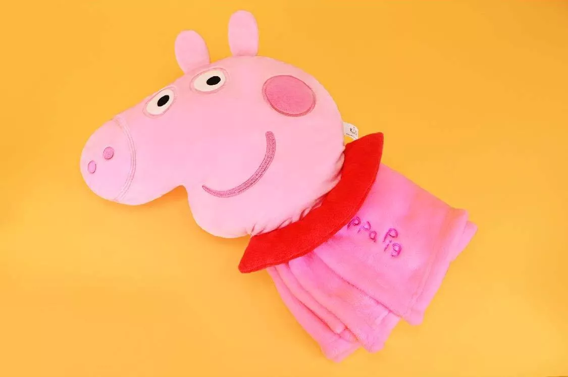 ၄၃┋TW/ing#粉紅豬小妹#佩奇#粉：枕被組(約80x90cm/收納時33x29cm)。