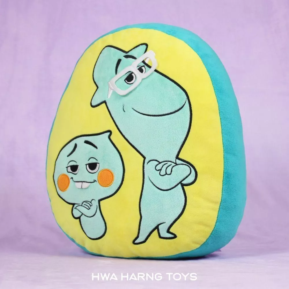 ၄၃┋TW/ing#皮克斯#迪士尼#靈魂急轉彎#喬/22號#黃綠色：抱靠枕擺飾品(約32x36cm)。