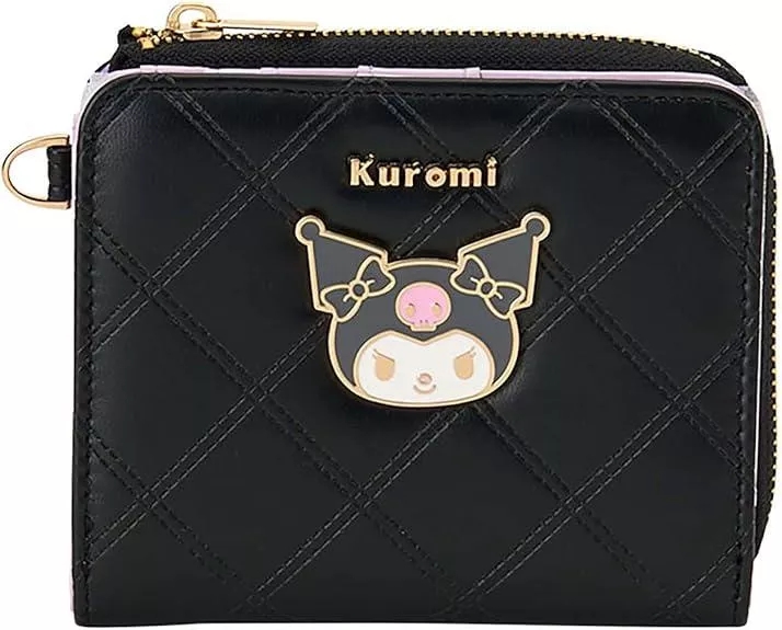 ၄၃┋JP#三麗鷗#酷洛米#菱格風#紫：錢包短皮夾(約11×2.5×9.5cm)。