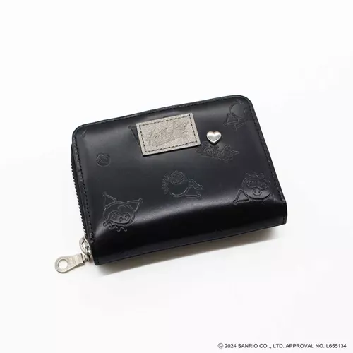 ၄၃┋JP#三麗鷗#酷洛米#黑：牛革，錢包短皮夾(約H9.5×W12.5×D3cm)。