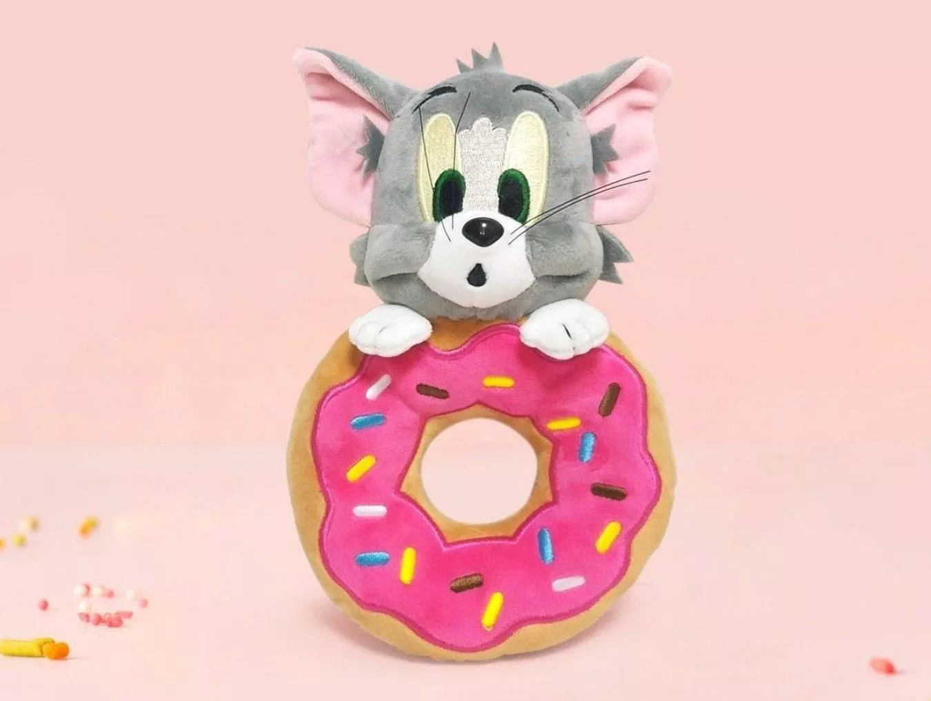 ၄၃┋TW/ing#華納兄弟#湯姆貓與傑利鼠#湯姆貓#甜甜圈#粉：娃偶公仔扭蛋盒玩佈景擺飾品(約8x14cm)。