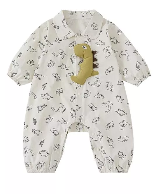 ၄၃┋JP#恐龍#兒童/小北鼻#長袖款#黑白色：兔裝包屁衣兩件組(66/73/80/90)。