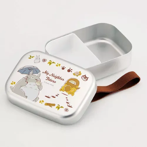 ၄၃┋JP#宮崎駿#龍貓/豆豆龍#灰：鋁，便當盒餐具組(約9.7x13.4x4.2cm/耐溫140°C/370ml)。