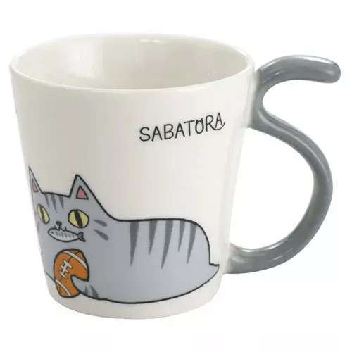 ၄၃┋JP#猫3兄弟#虎斑貓/鯖魚貓#橄欖球#灰：陶瓷，馬克杯(約8.5×8.5cm)。