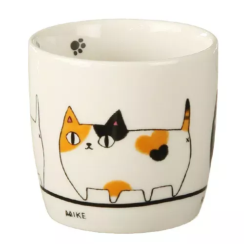 ၄၃┋JP#猫3兄弟#散步風#黑：陶瓷，馬克杯(約8.6×8.1cm)。