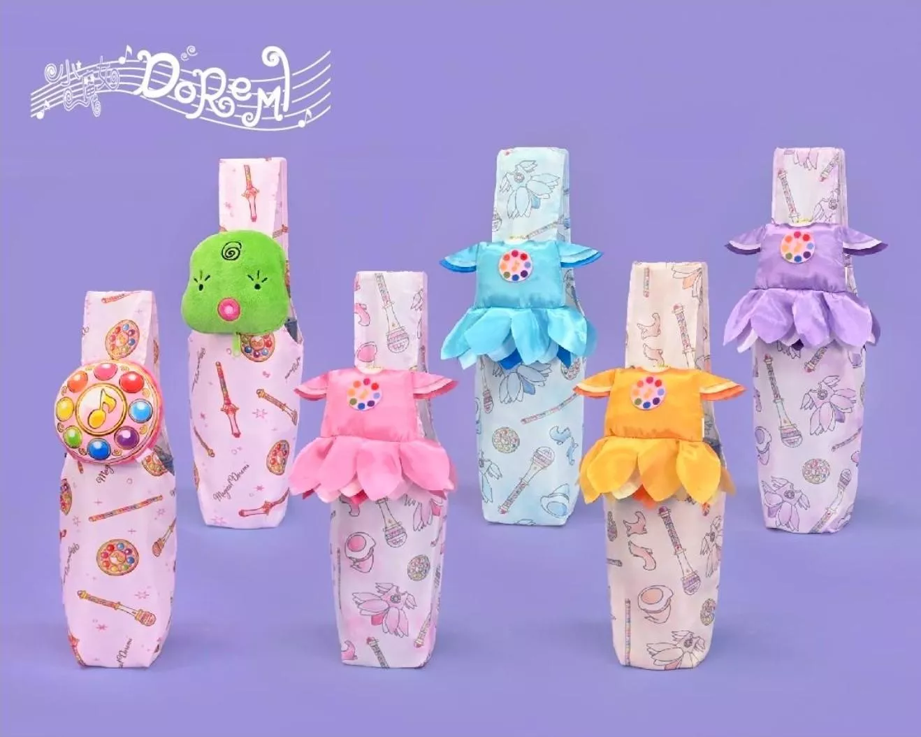 ၄၃┋TW/ing#小魔女DoReMi#音符/羽月/小愛/DoReMi/魔女莉卡(青蛙)/轉換器：杯瓶手提袋(使用約16x21cm/收納約10.5x9.5cm)。