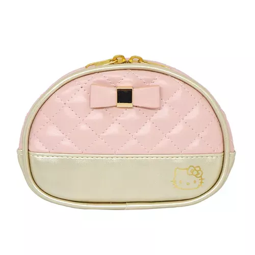 ၄၃┋JP#三麗鷗#凱蒂貓#鏡子款#灰粉色：收納包(約W130×H95×D57mm)。