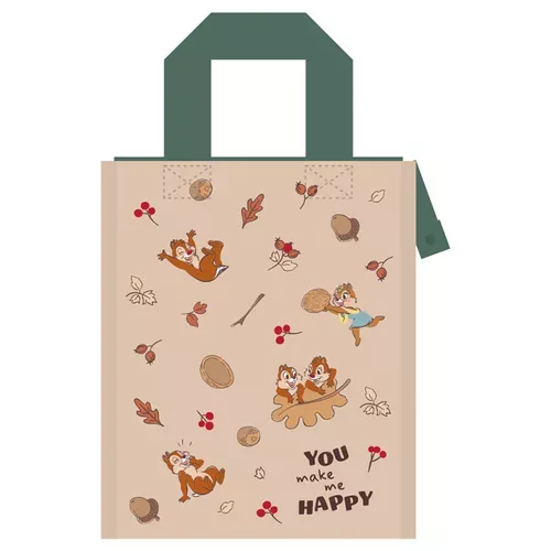 ၄၃┋JP#迪士尼#奇奇蒂蒂#秋松風#咖#M：鋁箔膜，冷熱手提包(約20.5×13×24cm)。