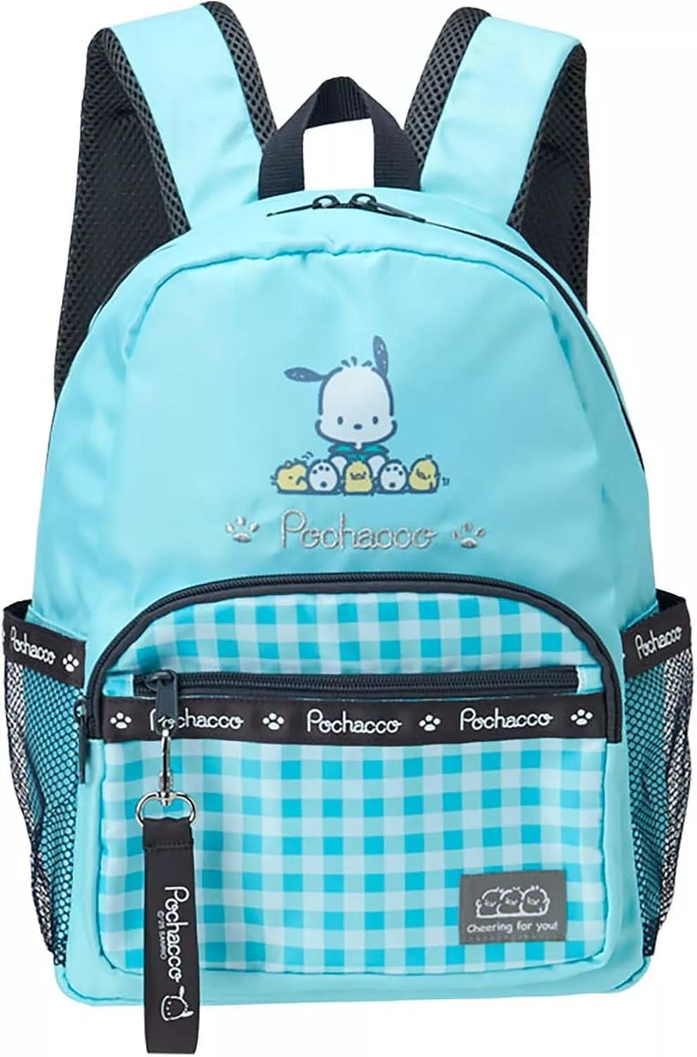 ၄၃┋JP#三麗鷗#帕恰狗#藍格子#M：書背包(約24×15×32cm/背帶長38~73cm)。