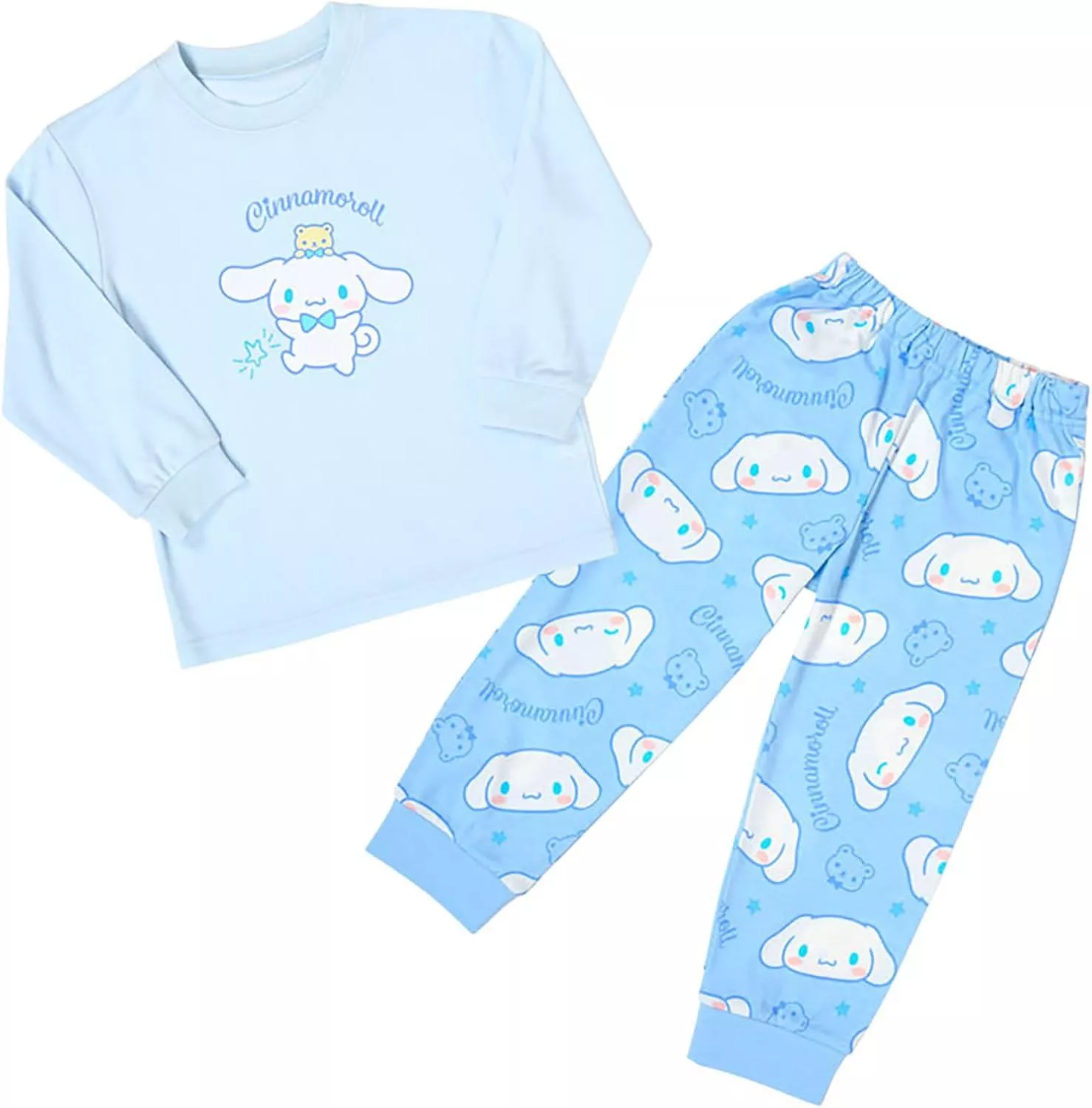 ၄၃┋JP#三麗鷗#大耳狗#星星#兒童/小北鼻#睡衣#長袖款#晴藍色：衣褲套裝組(110/120/130/140)。
