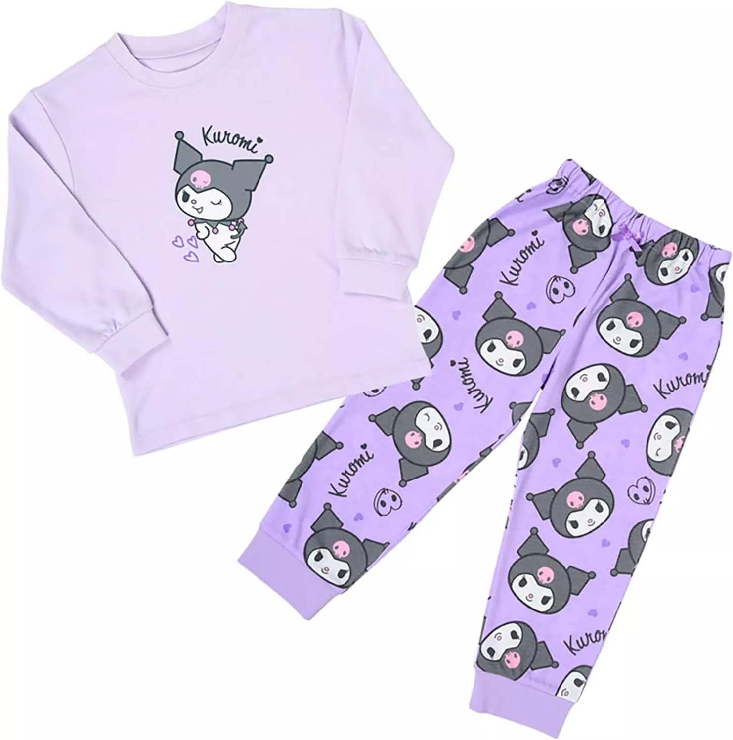 ၄၃┋JP#三麗鷗#酷洛米#小惡魔#兒童/小北鼻#睡衣#長袖款#暗紫色：衣褲套裝組(110/120/130/140)。