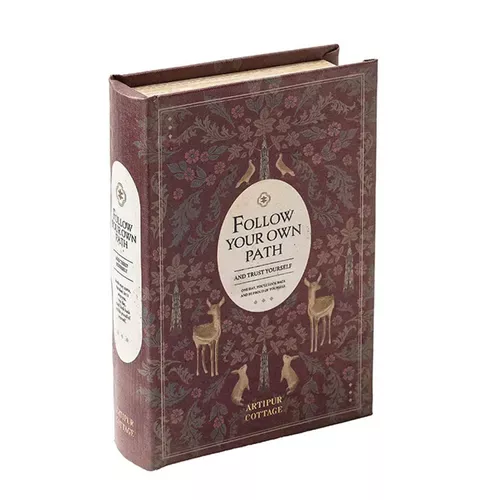 ၄၃┋JP#artipurCOTTAGE#鹿#洋書風#書本型#紅：收納盒(約14.5×5×21cm)。