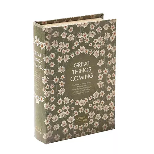 ၄၃┋JP#artipurCOTTAGE#花朵兒#洋書風#書本型#咖：收納盒(約14.5×5×21cm)。