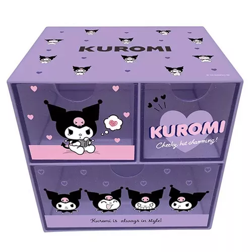 ၄၃┋JP#三麗鷗#酷洛米#心情風#抽屜式#粉紫色：收納盒(約H147×W150×D118mm)。