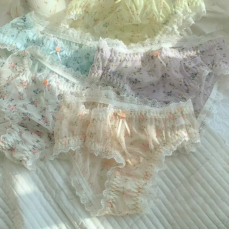 ☻｜JP#小碎花#成人/女生#綠/黃/紫/橘/白：內褲兩件組(M/L/XL)。