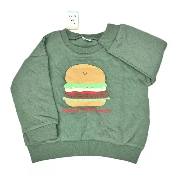 ☻｜JP#漢堡/熊#兒童/小北鼻#長袖款#綠：衣服(100/110/120/130)。