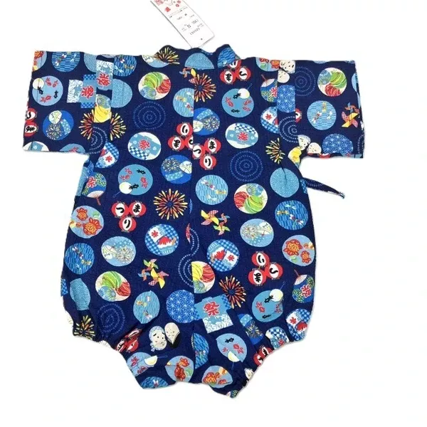 ☻｜JP#慶典風#兒童/小北鼻#和服/甚平/浴衣#短袖款#海：兔裝包屁衣(70/80)。