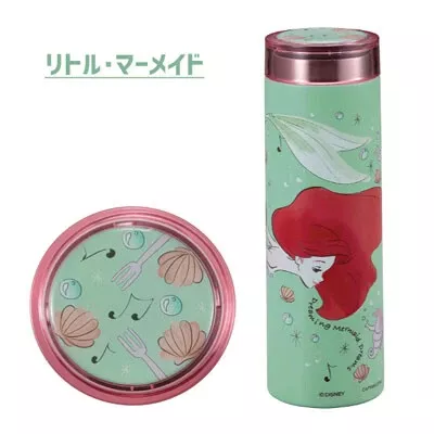 ☻｜JP#迪士尼#小美人魚#愛麗兒：水瓶水壺罐(約5.6×18.8cm/保温67度以上(6時)保冷11度以下(6時)/0.3L)。