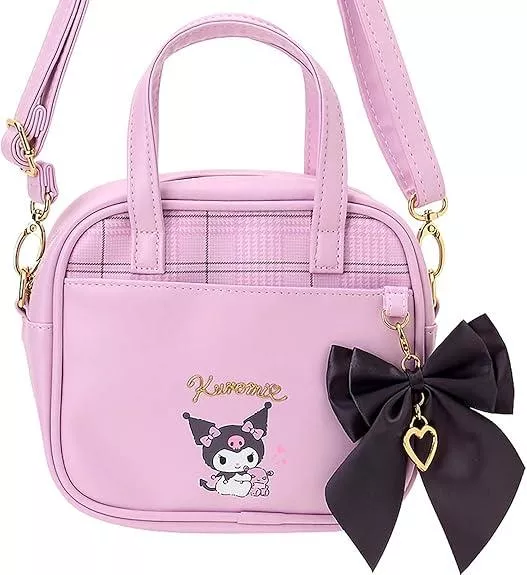 ☻｜JP#三麗鷗#酷洛米#心絲帶#紫：手提肩背包(約17×7×15cm/提帶25cm/背帶長68~118cm)。