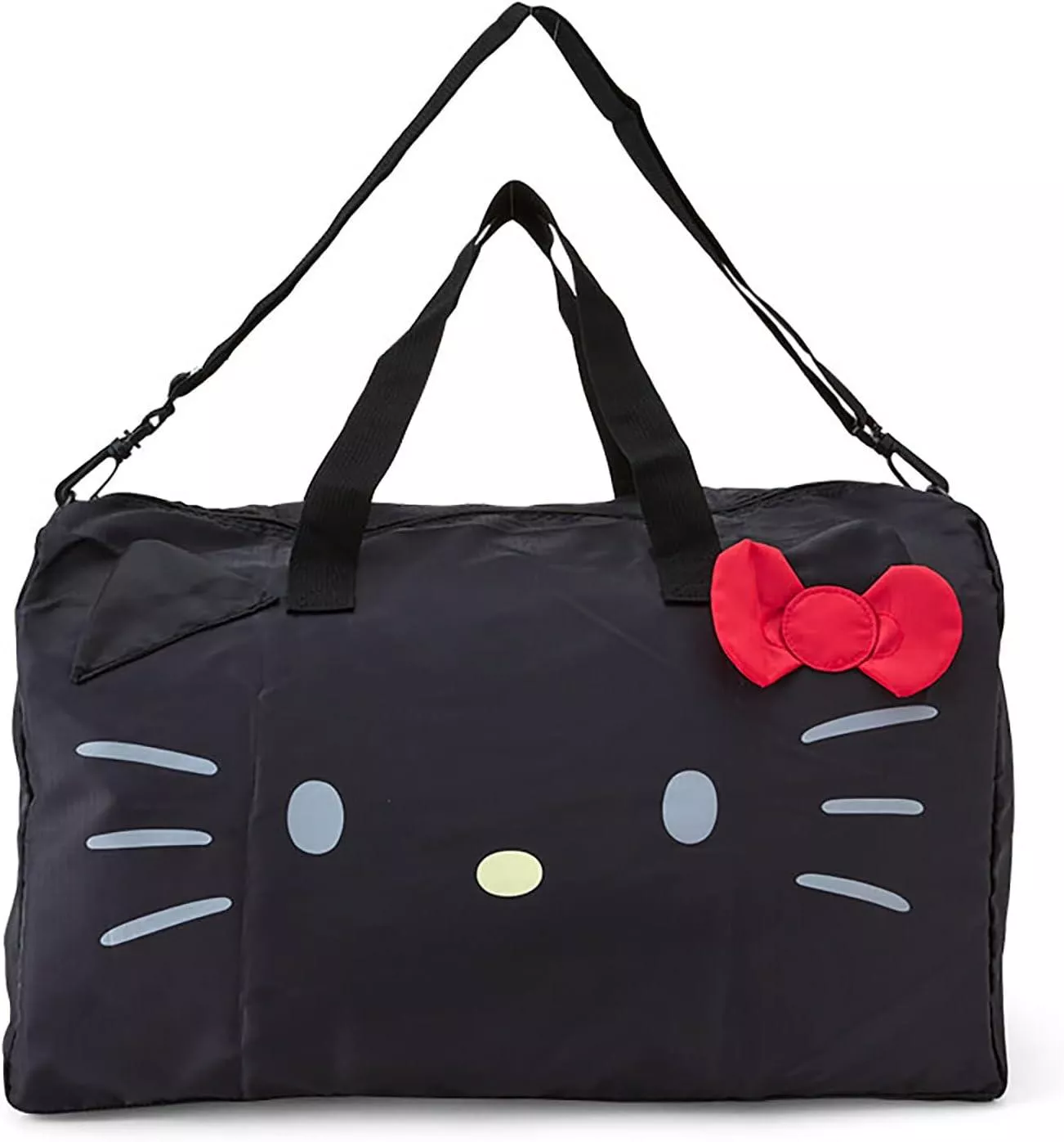 ☻｜JP#三麗鷗#凱蒂貓#大臉風#黑：行旅/手提肩背包(約48×22×30cm/收納時24×3×18cm)。