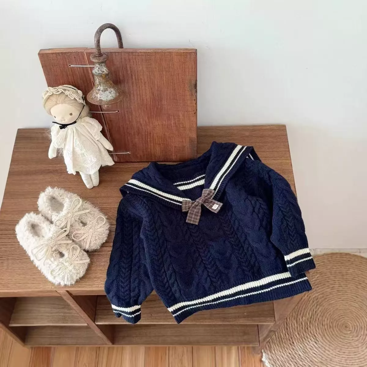 ☻｜JP#海學風#兒童/小北鼻#長袖款#女孩#海藍色：衣服(90/100/110/120/130)。