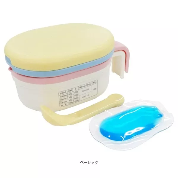 ☻｜JP#簡色風#廚具/餐具#黃粉白：副食品調理組(約200×120×93mm/主550ml/鉢400ml)。