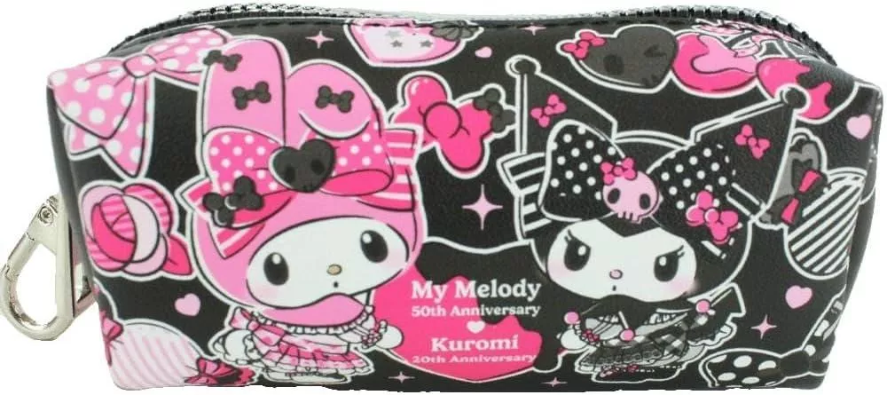 ☻｜JP#三麗鷗#酷洛米/美樂蒂#黑粉色：鑰匙/收納包，兩件組(約H4.5×W10×4.5cm)。