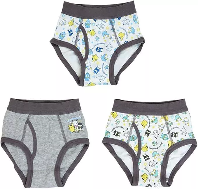 ☻｜JP#三麗鷗#布丁狗/大眼蛙/山姆企鵝/酷企鵝/帕恰狗/人魚漢頓/貝克鴨#兒童/小北鼻#男孩#鐵灰色：內褲子三入組(120)。