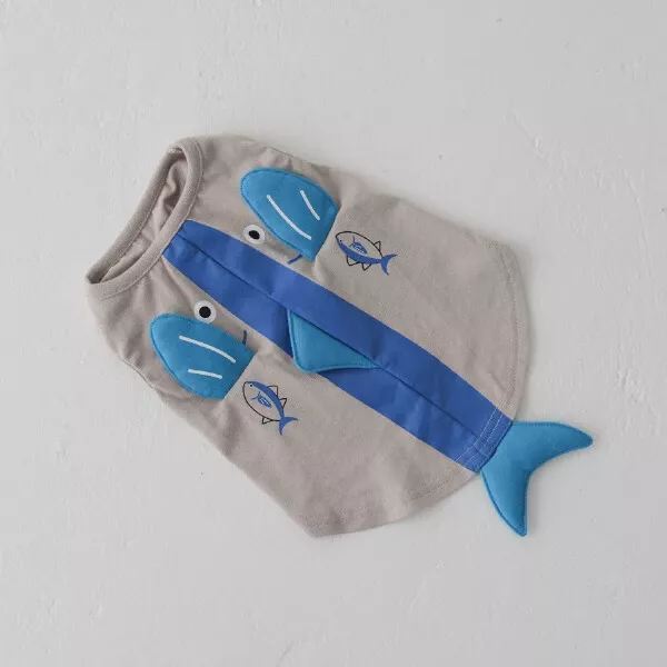 ☻｜JP#鮪魚#貓/狗#藍灰色：寵物服(前長約18後長約26.5cm)。